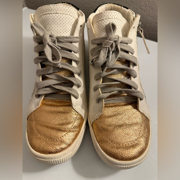 Dolce Vita Metallic Gold and Cream Sneakers - Picture 1 of 14